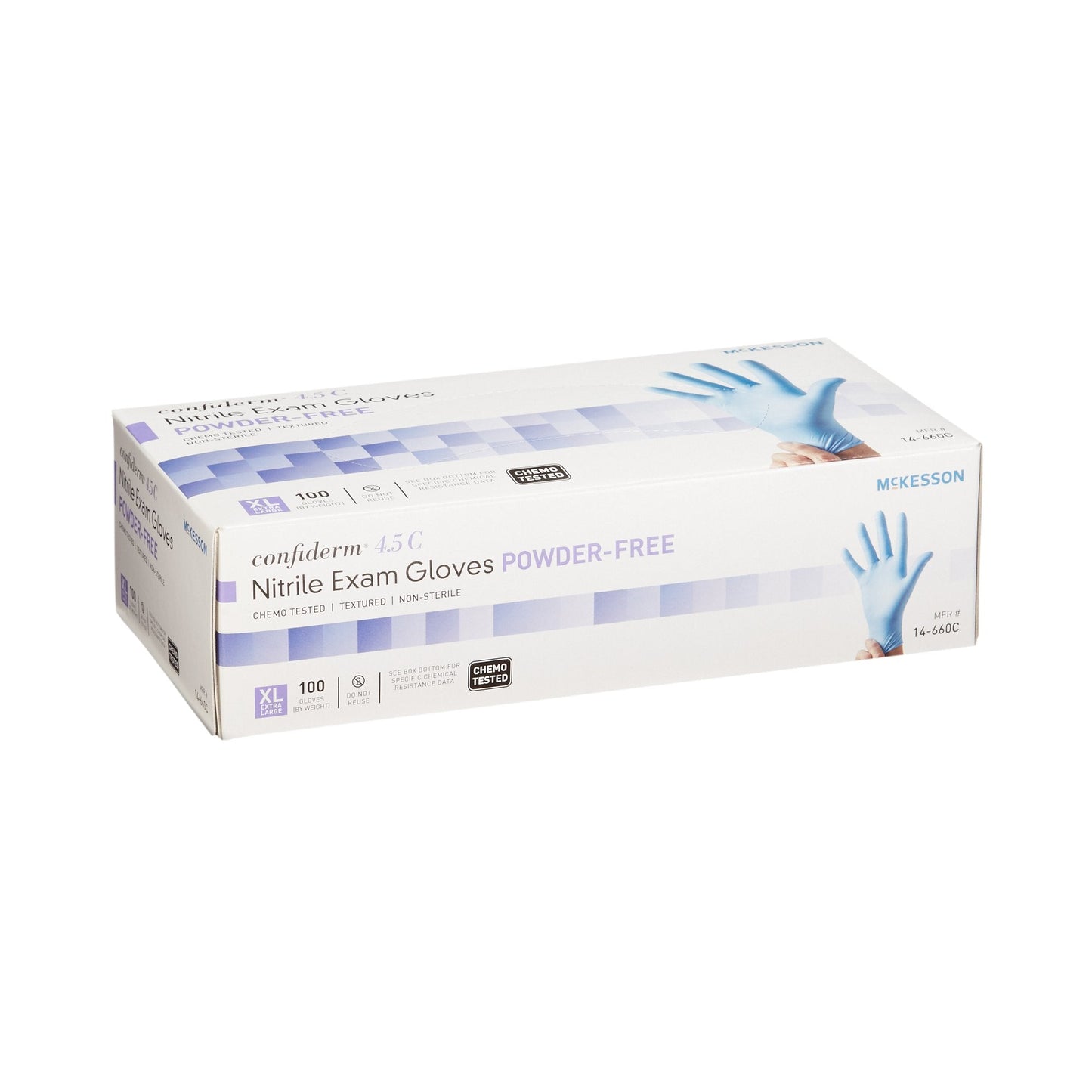 McKesson Confiderm® 4.5C Nitrile Exam Glove, Extra Large, Blue 14-660C