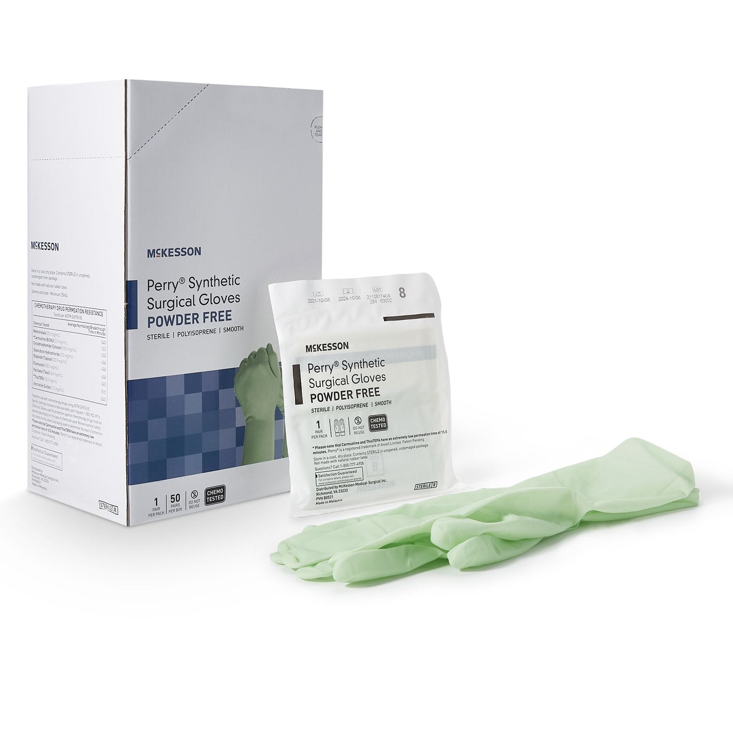 McKesson Perry® Performance Plus Polyisoprene Surgical Glove, Size 8, Green 20-2080N
