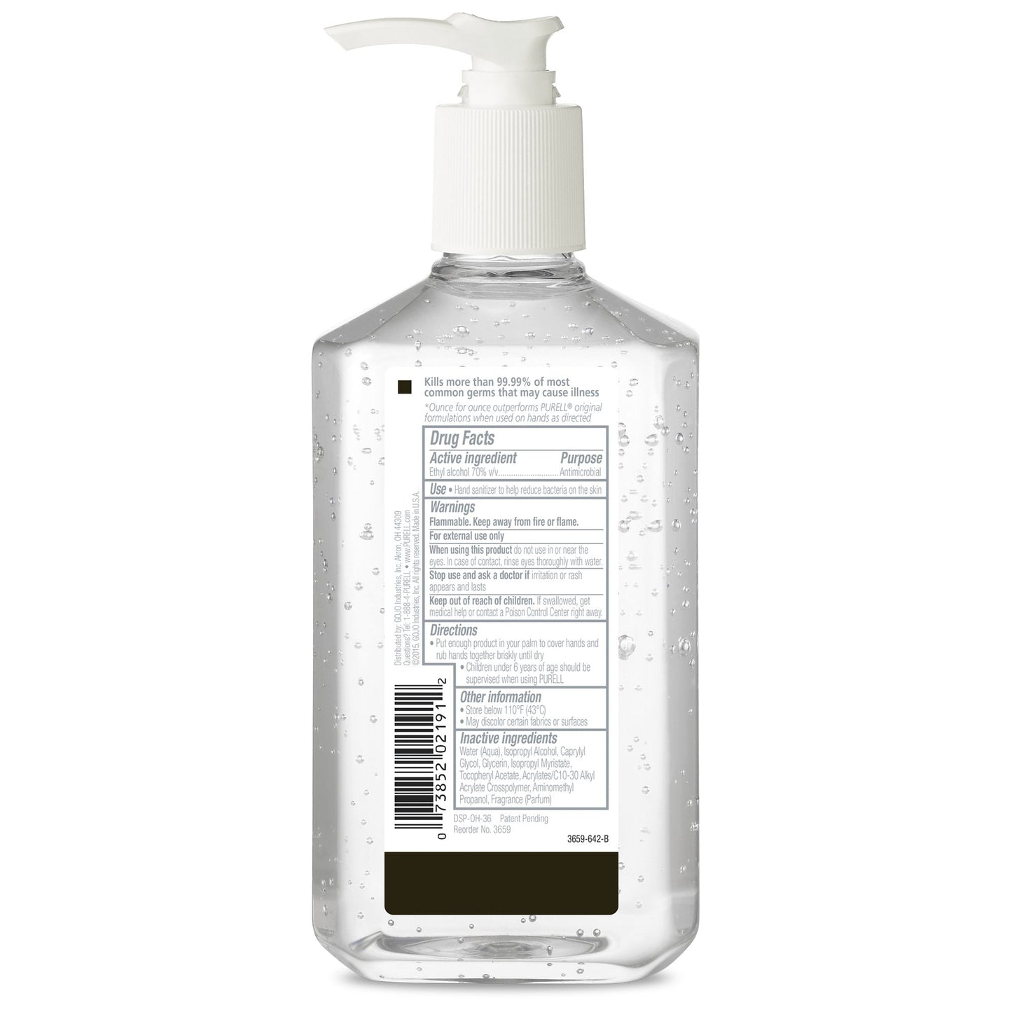 Purell Advanced Hand Sanitizer 12 Oz. Ethyl Alcohol Gel Table Top Pump Bottle 3659-12