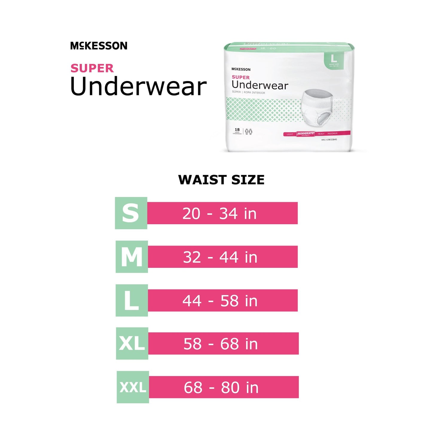 McKesson Super Moderate Absorbency Incontinence Underwear, 2X-Large UW33847