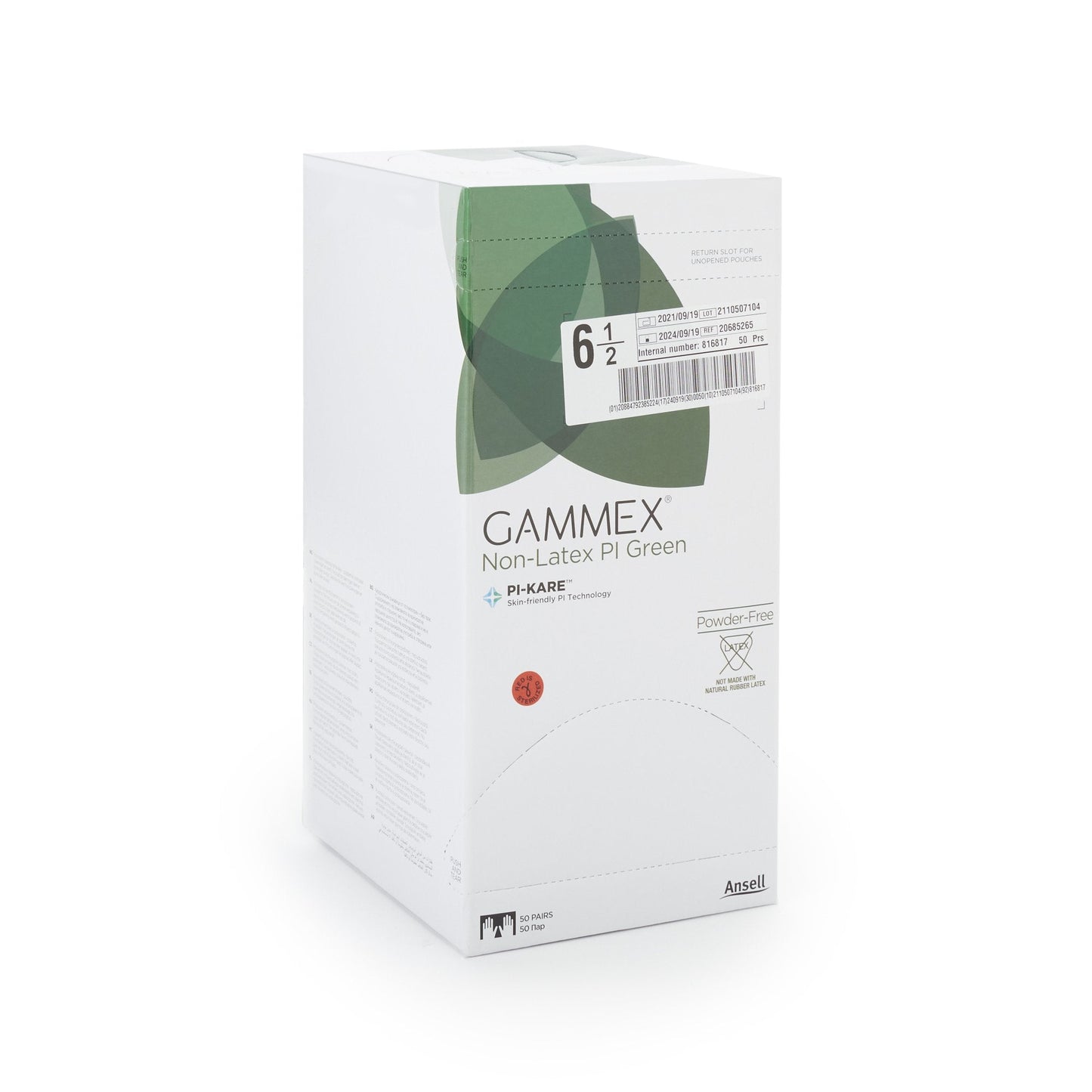 Gammex® Non-Latex PI Green Polyisoprene Surgical Glove, Size 6.5, Light Green 20685265