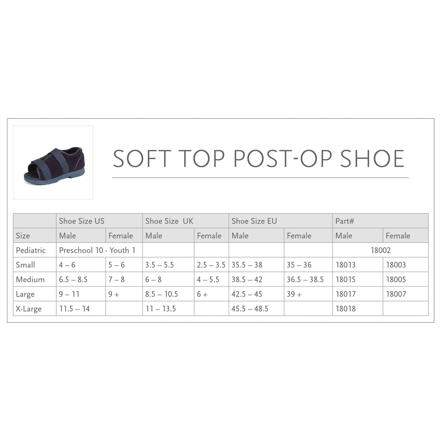 Össur® Soft Top Post-Op Shoe, Female, Large 18007