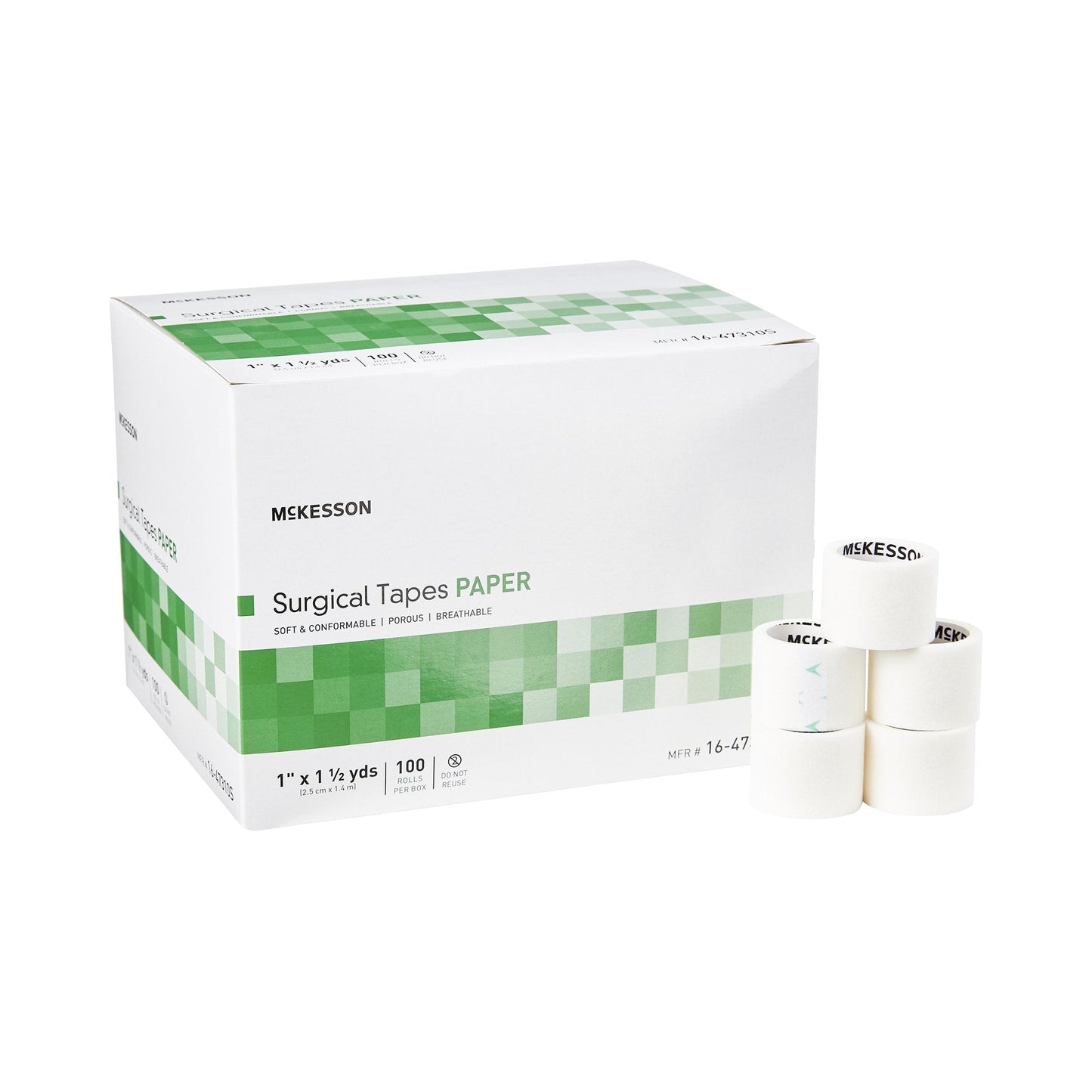 McKesson Paper Medical Tape, 1 Inch x 1-1/2 Yard, White 16-47310S