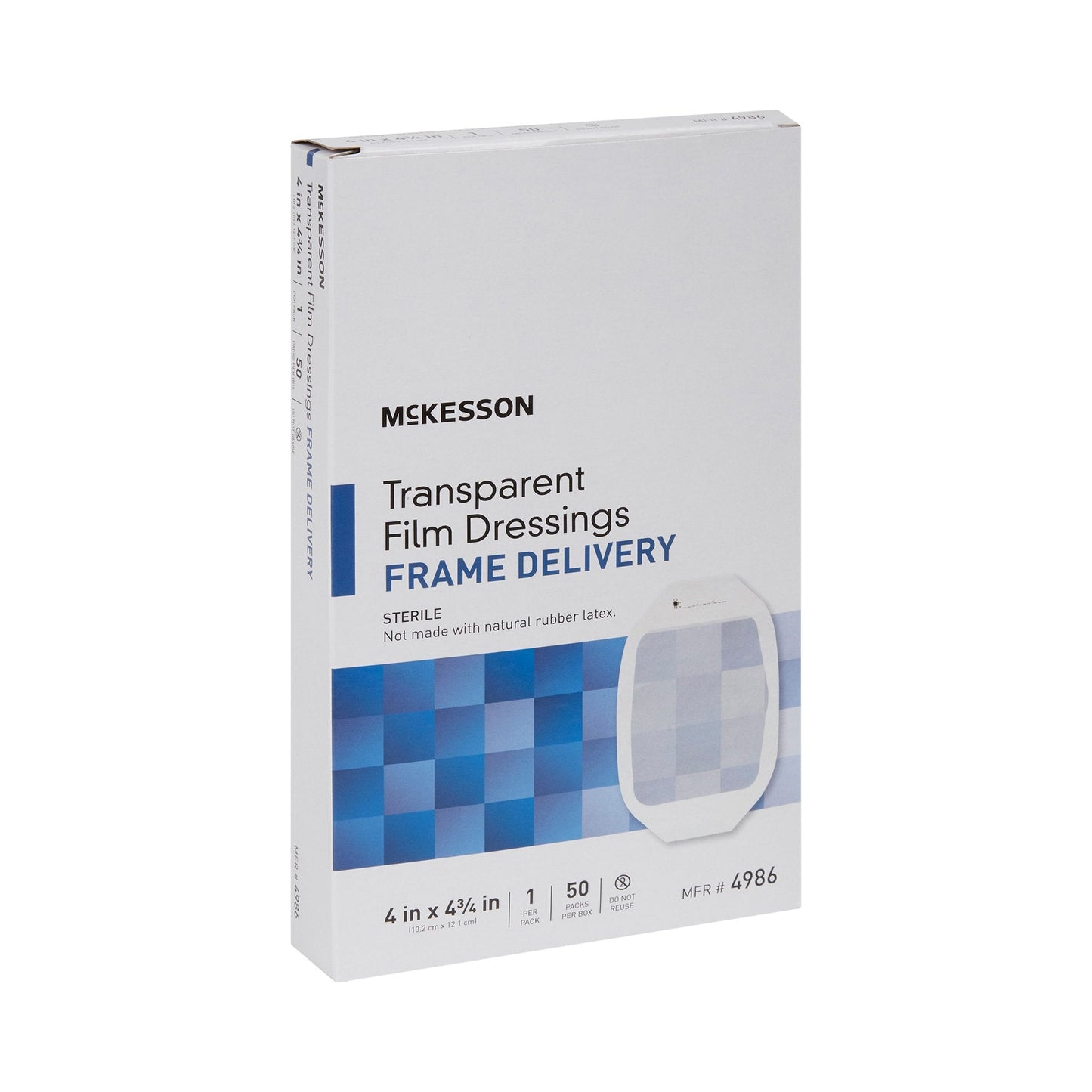 McKesson Octagonal Sterile Dressing with Frame-Style Delivery, 4 x 4-3/4 Inch 4986
