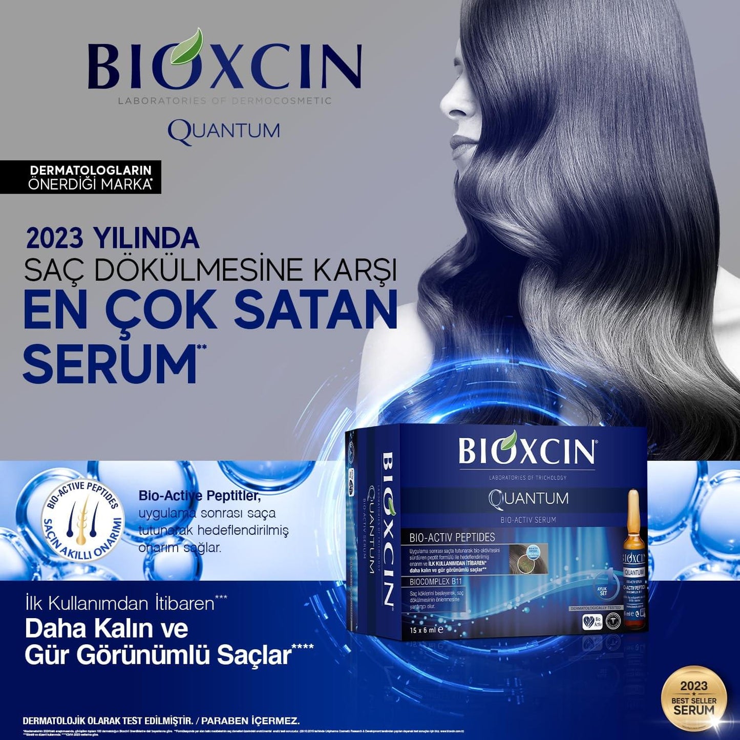 Bioxcin Quantum Bio-Activ Hair Serum - Nourishing Hair Care for Damaged Hair, 15x6 ml