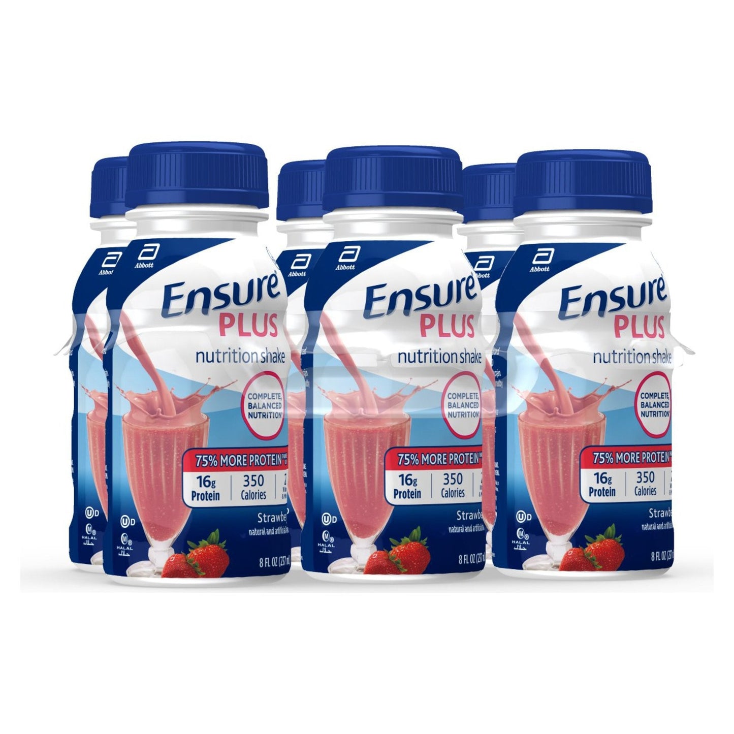 Ensure® Plus Nutrition Shake, Strawberry, 8-ounce bottle 57269