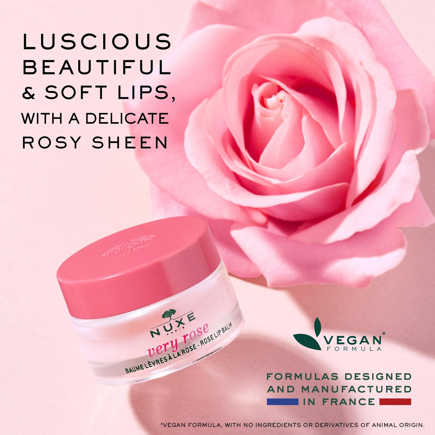 Nuxe Very Rose Lip Balm - Natural Nourishing Rose Oil Moisturizer for Dry Lips