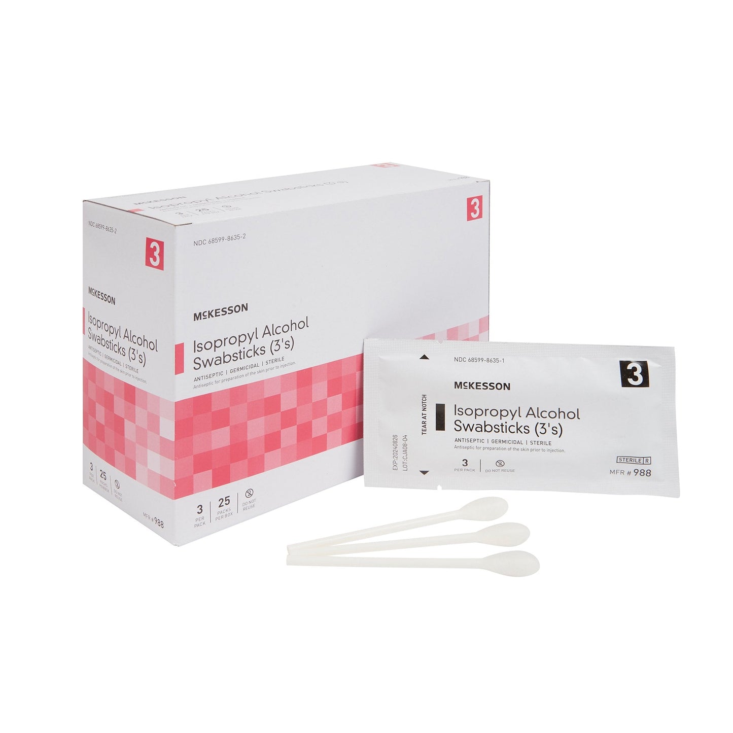 McKesson Impregnated Swabstick, 70% Isopropyl Alcohol 988
