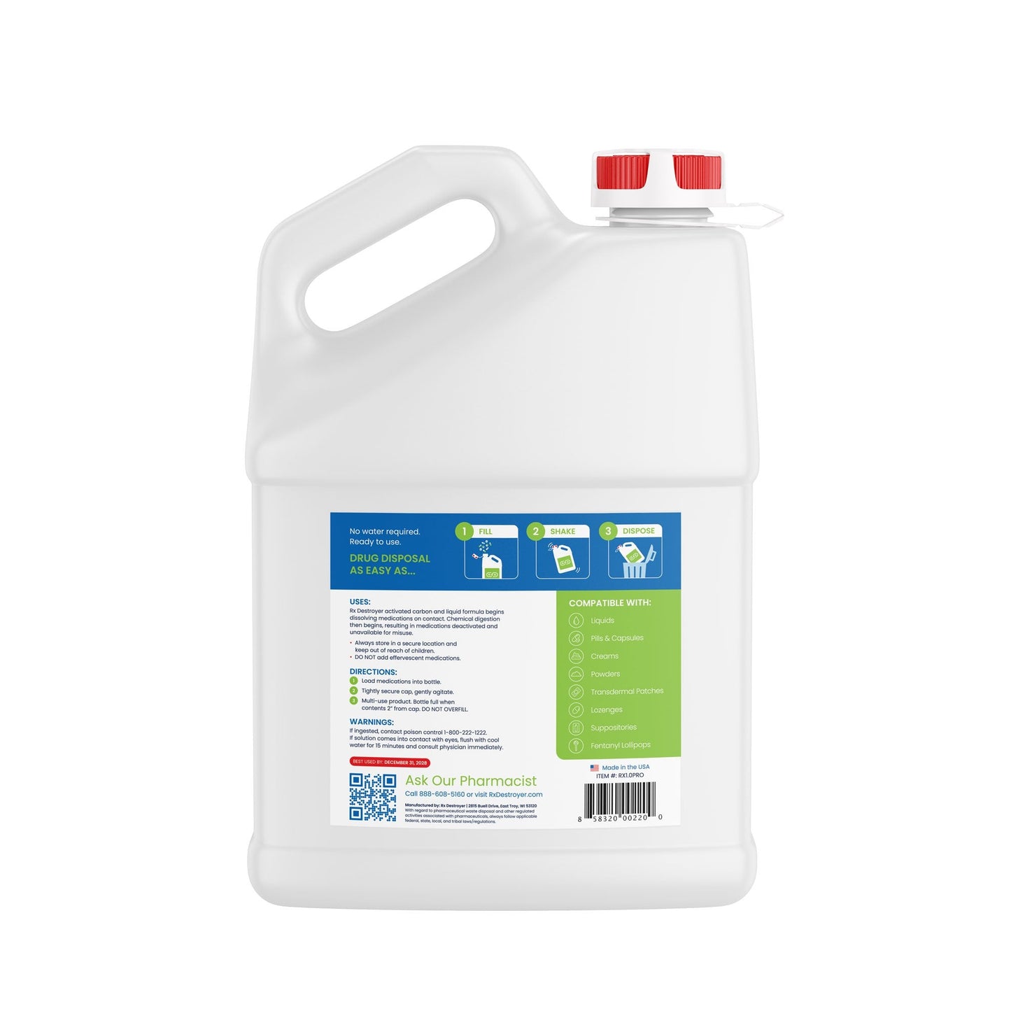 Rx Destroyer™ All-Purpose PRO Series Drug Disposal System, 1 gallon Bottle RX1.0PRO