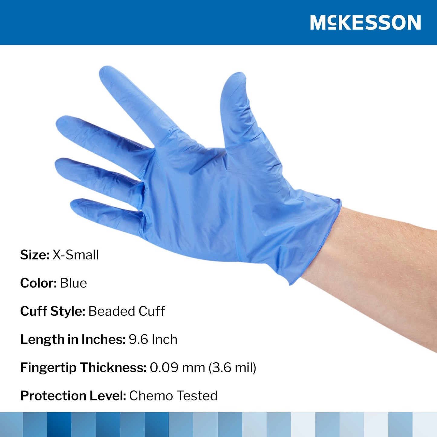 McKesson Confiderm® 3.5C Nitrile Exam Glove, Extra Small, Blue 14-6972C
