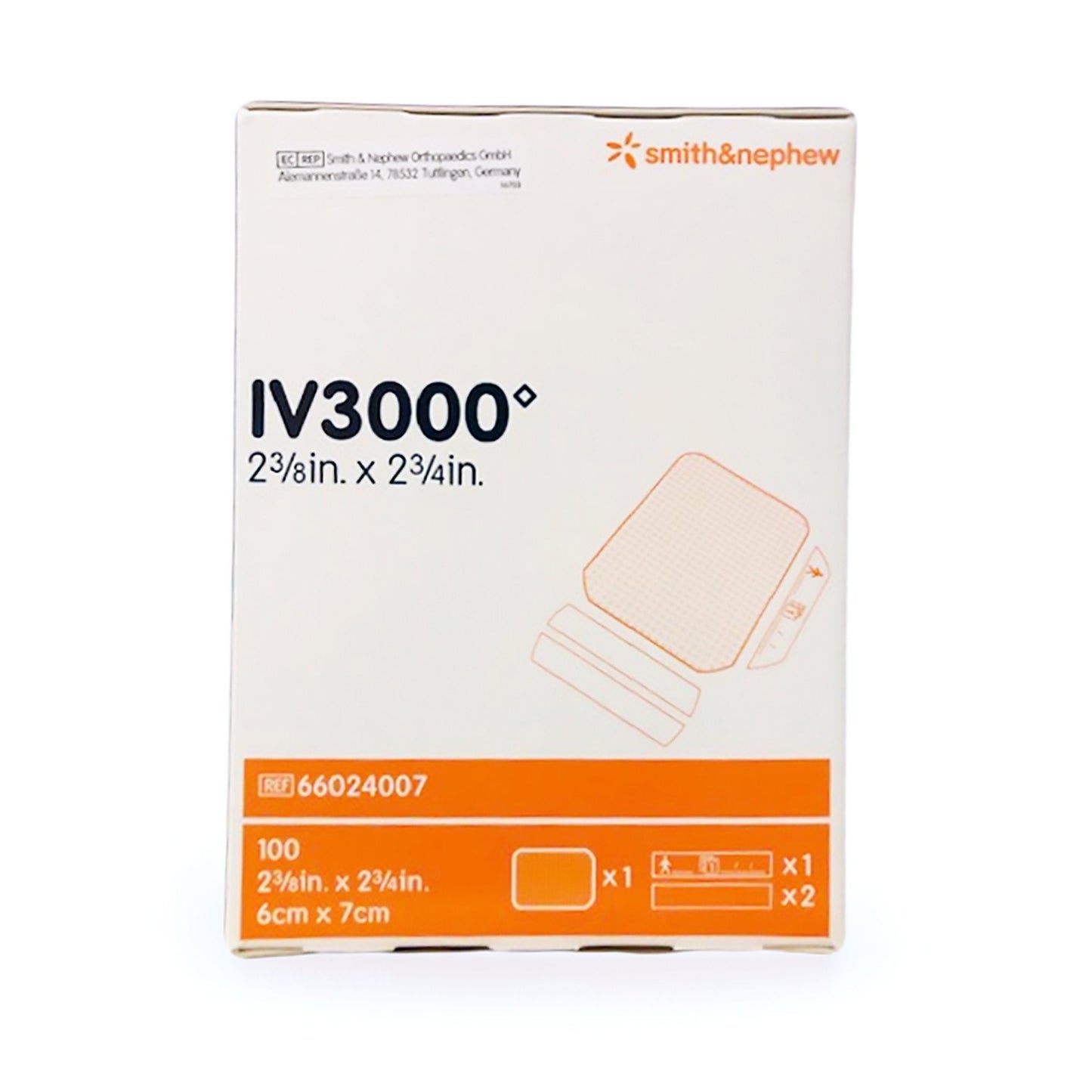 IV3000™ 1-Hand Peripheral Catheter Dressing, 2-3/8 x 2¾ Inch 66024007
