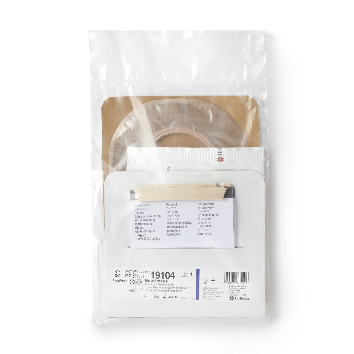 New Image™ 19104 2-Piece Clear Ileostomy/Colostomy Pouch, 70 mm Flange, Blue 19104