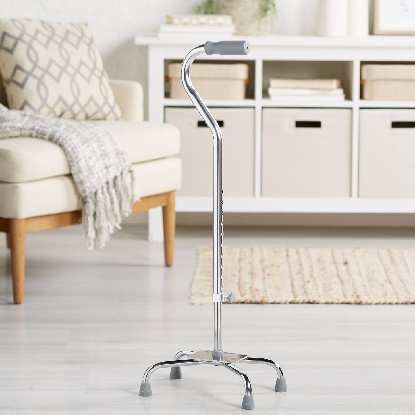 McKesson Steel Chrome Offset Quad Cane, 29 – 37½ Inch 146-10300-4