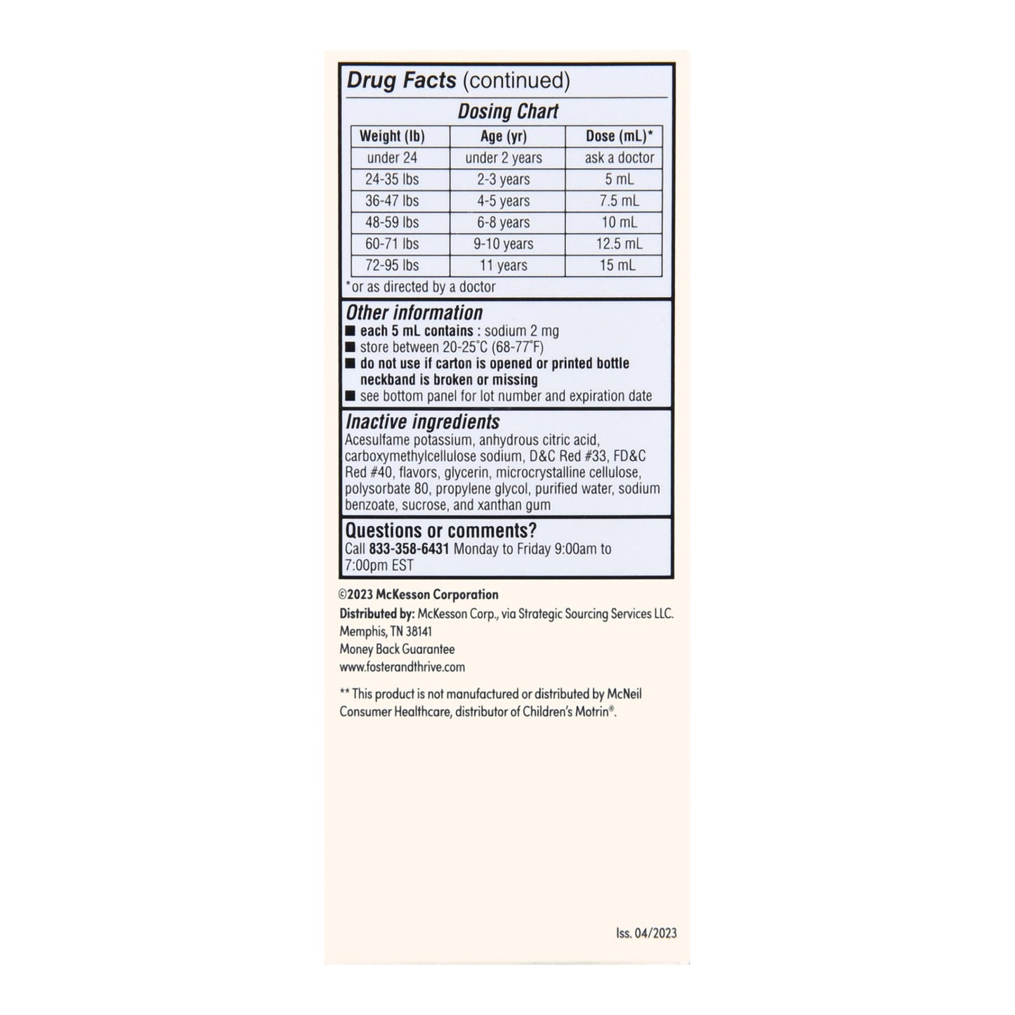 Foster & Thrive™ Ibuprofen Children's Pain Relief, Bubblegum Flavor 70677111701