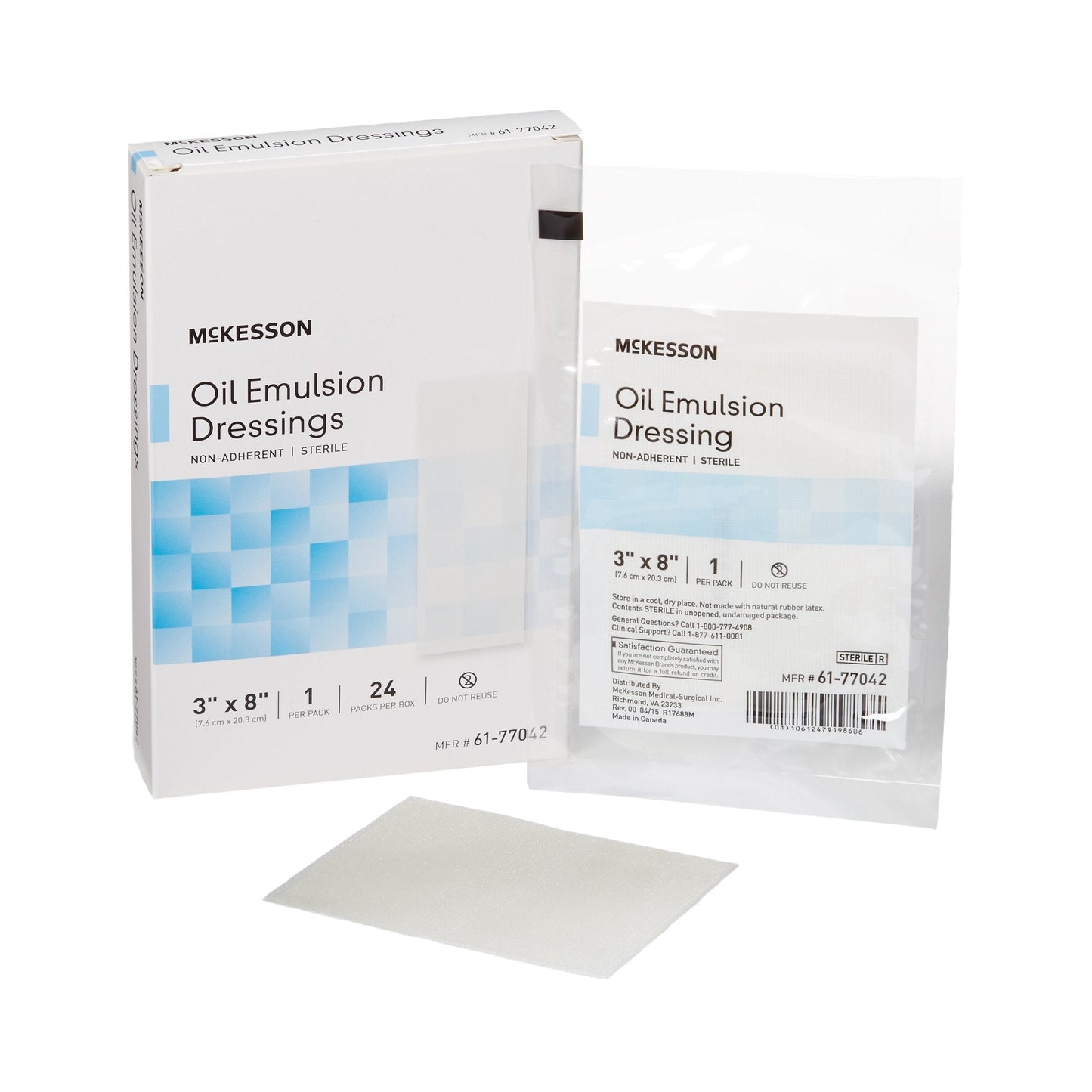 McKesson Oil Emulsion Impregnated Dressing, 3 x 8 Inch 61-77042