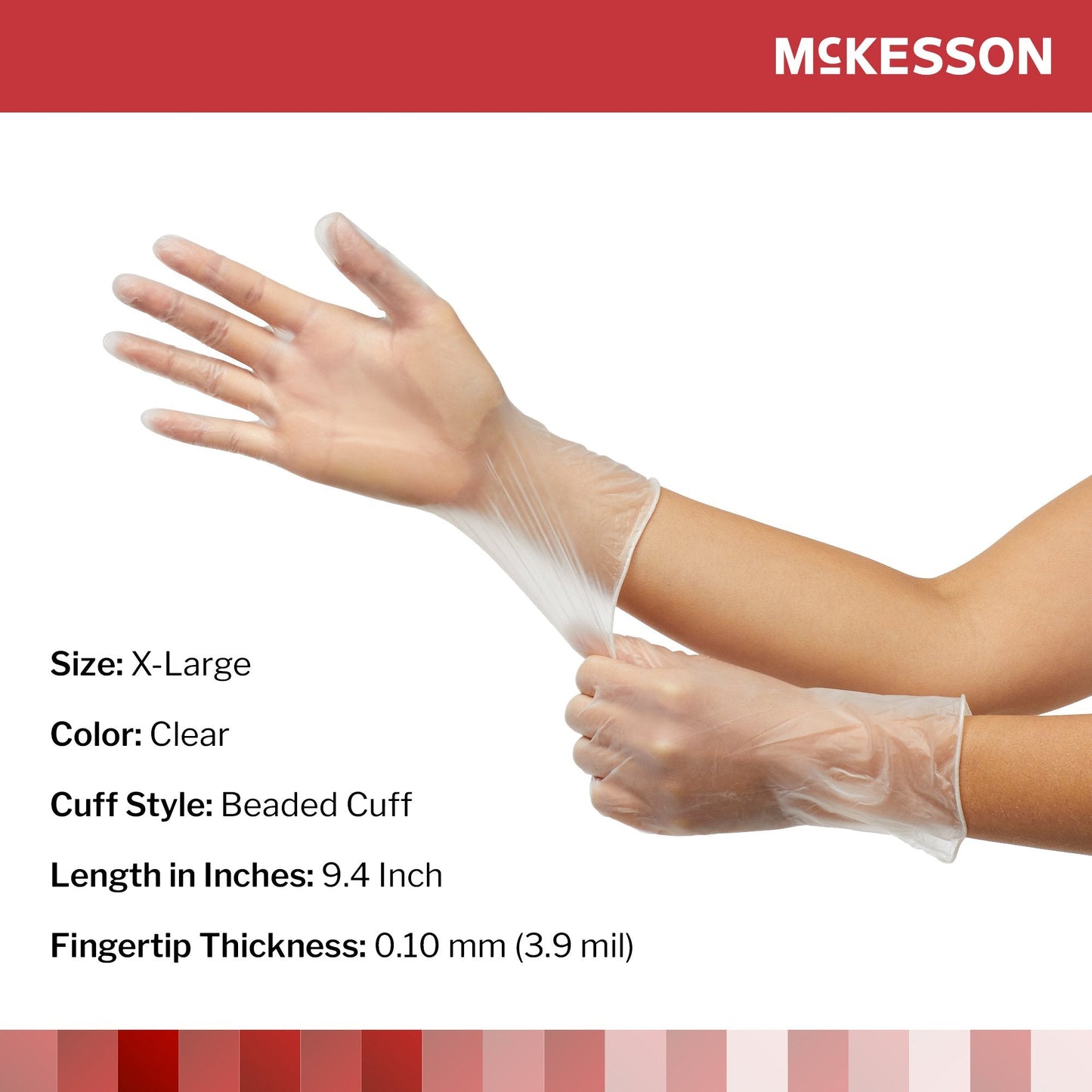 McKesson Confiderm® Vinyl Exam Glove, Extra Large, Clear 14-170