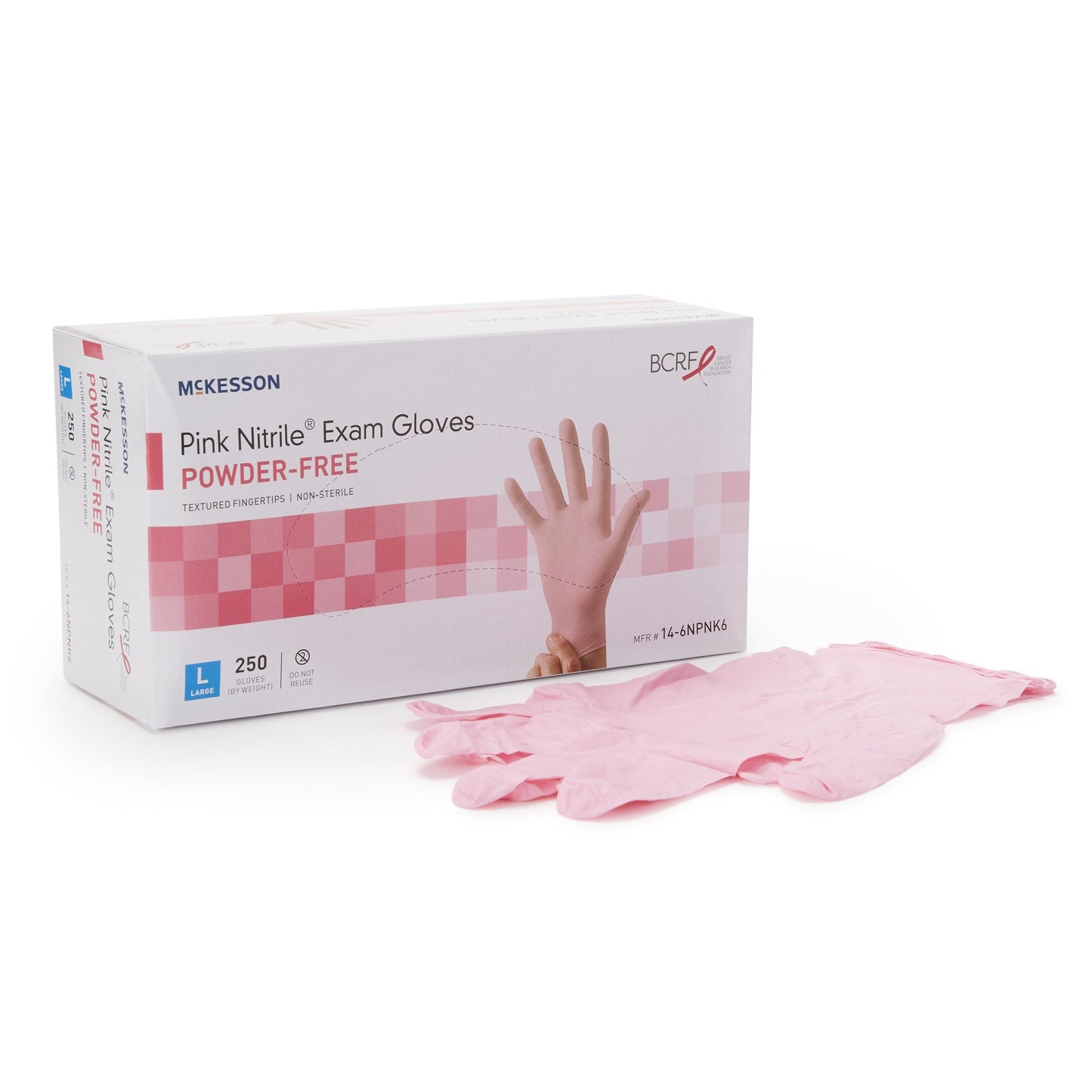 McKesson Pink Nitrile® Nitrile Exam Glove, Large, Pink 14-6NPNK6