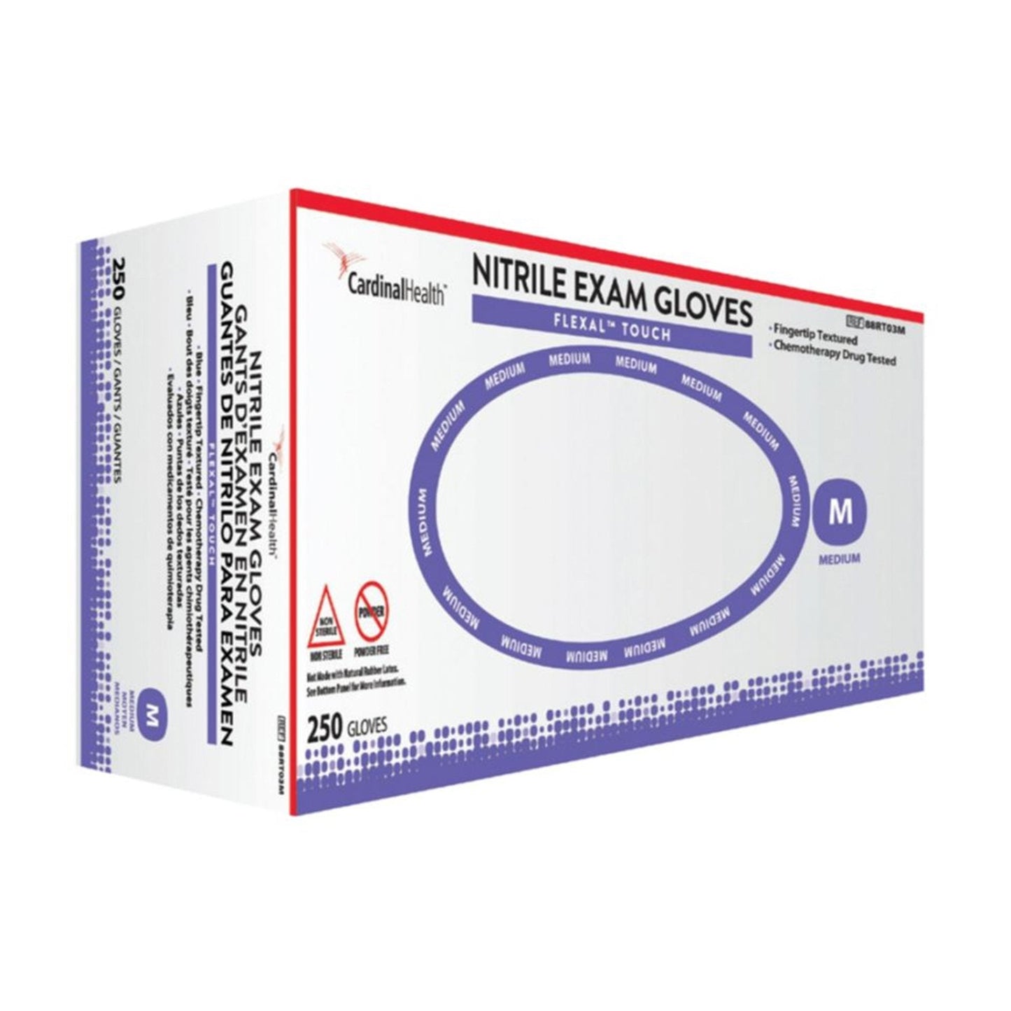 Exam Glove FLEXAL™ Touch Large NonSterile Nitrile Standard Cuff Length Textured Fingertips Blue Chemo Tested 88RT04L