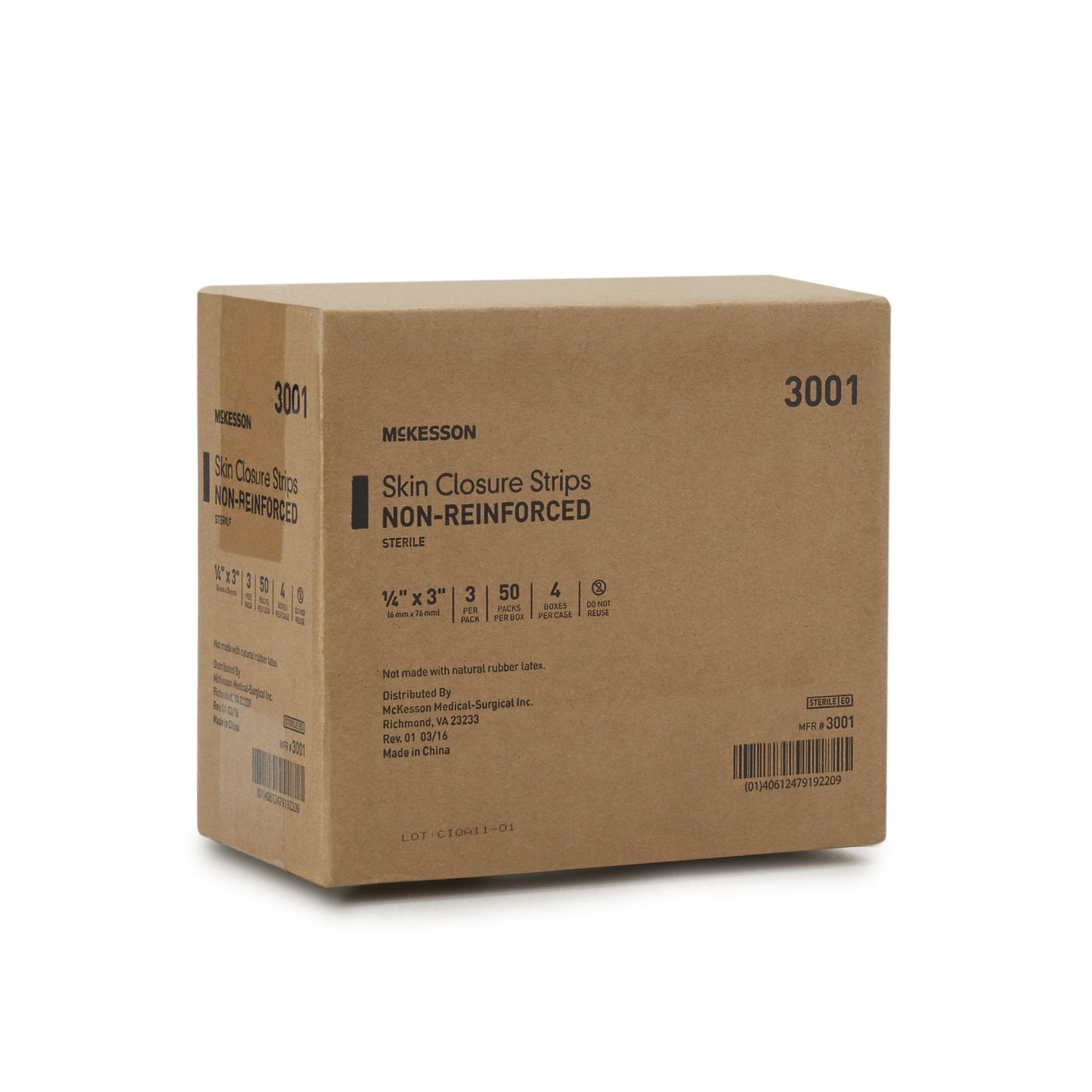 McKesson Non-Reinforced Skin Closure Strip, 1/4 x 3 Inch 3001
