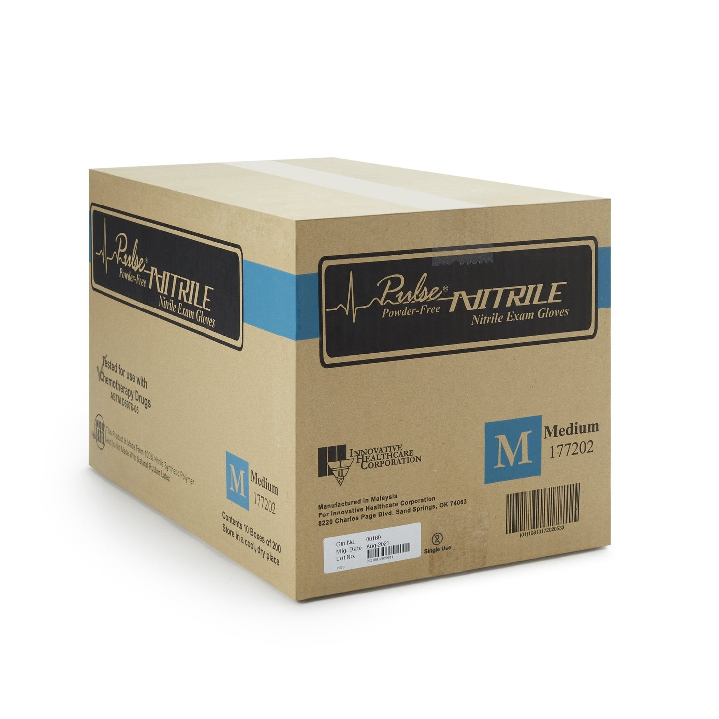 Pulse® Nitrile Exam Glove, Medium, Aqua Blue 177202
