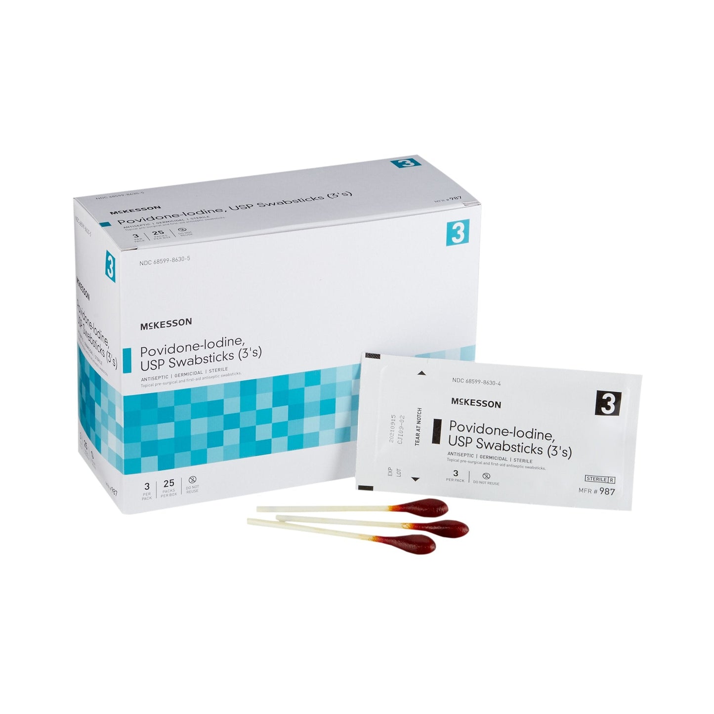 McKesson Impregnated Swabstick 3 Pack 10% Strength 987