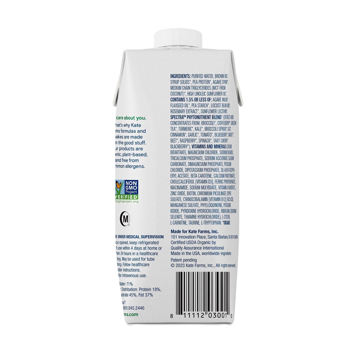 Kate Farms® Standard 1.4 Sole-Source Nutrition Formula, 11-ounce carton 811112030027
