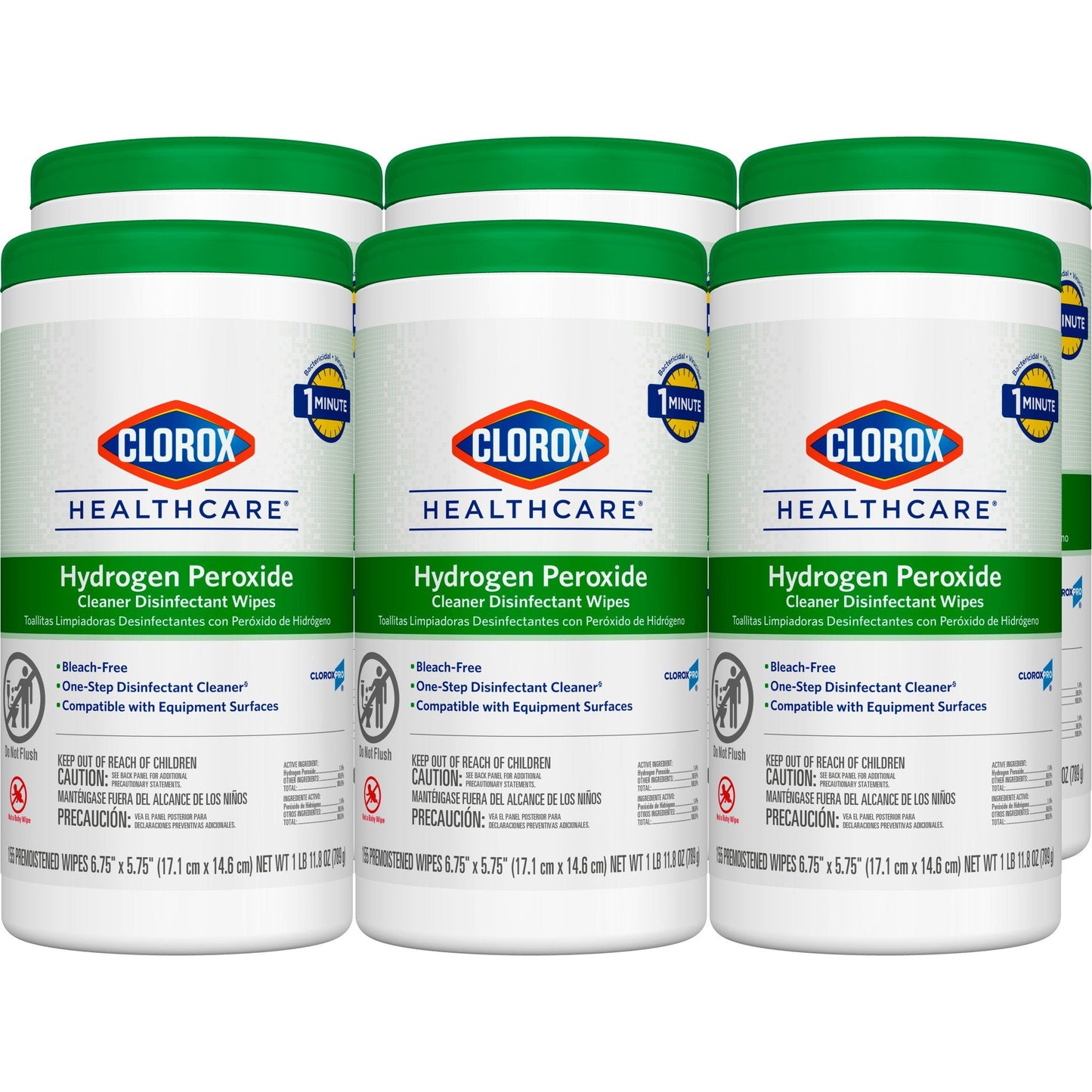 Clorox Healthcare® Hydrogen Peroxide Cleaner Disinfectant Wipes 6.75 x 5.75 Inch 30825