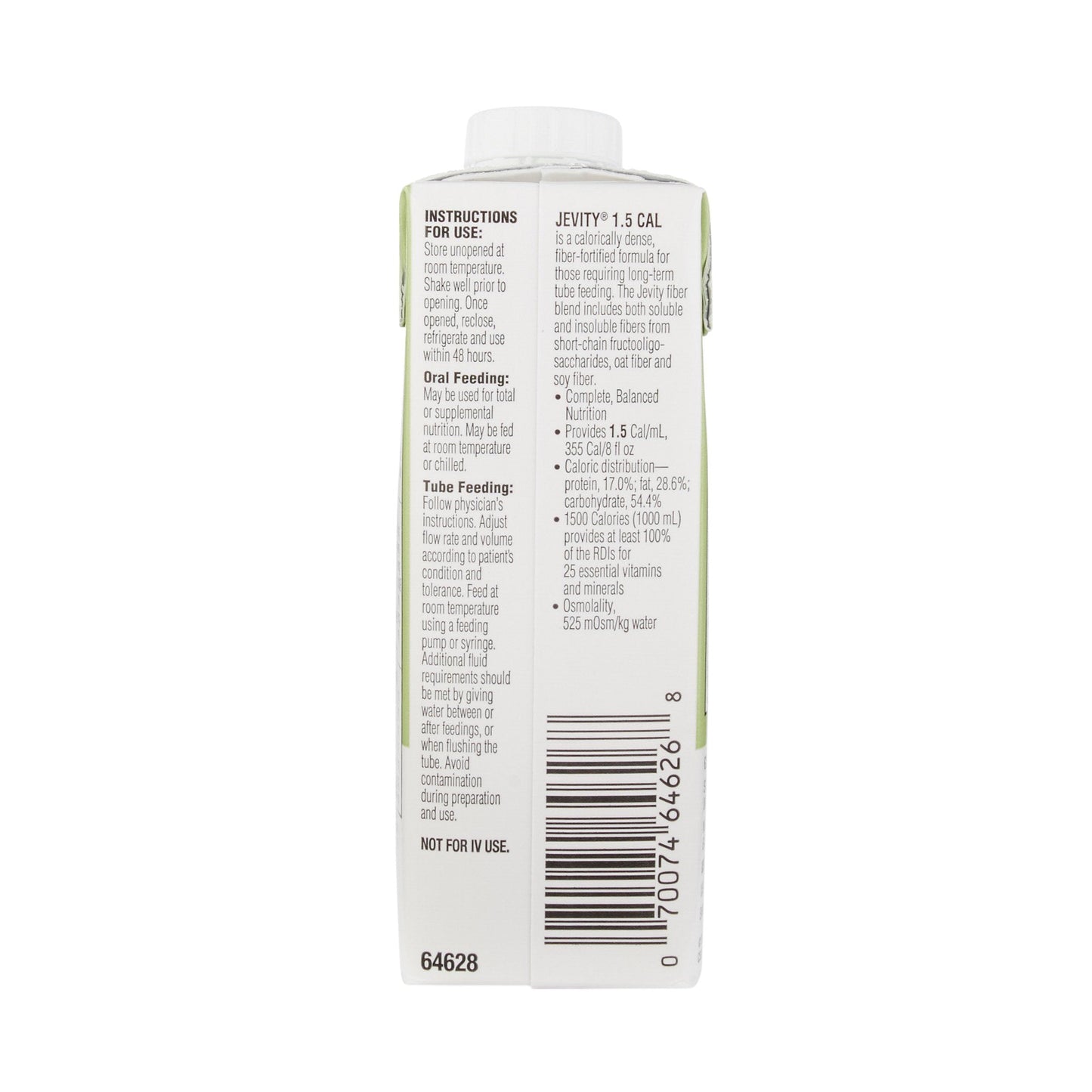 Jevity® 1.5 Cal Complete, Balanced Nutrition with Fiber, 8-ounce carton 64628