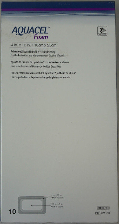 Aquacel® Adhesive Silicone Foam Dressing 4" x 10" Sterile - 421153