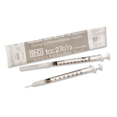 BD PrecisionGlide™ 1 mL Tuberculin Syringe w/ Det. Needle 27G x 1/2" - 309623