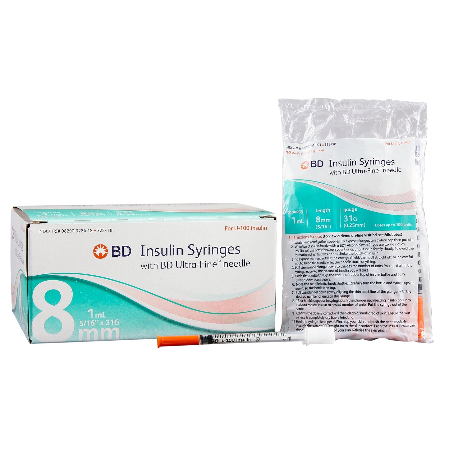 Ultra-Fine™ Standard Insulin Syringe with Needle NonSafety Regular Wall