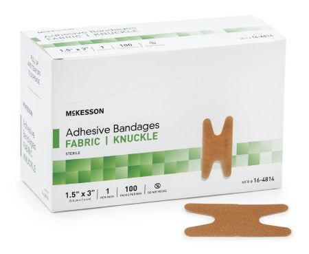 Adhesive Strip McKesson 1-1/2 X 3 Inch Fabric Knuckle Tan Sterile - 16-4814