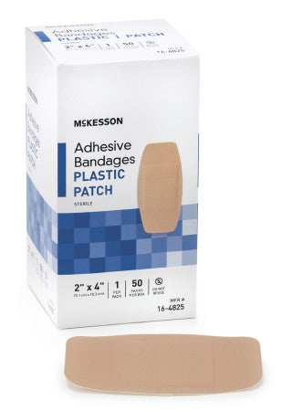 Adhesive Strip McKesson 2 X 4 Inch Plastic Rectangle Tan Sterile - 16-4825