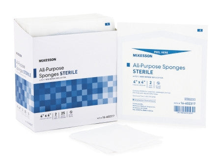 Nonwoven Sponge McKesson 4 X 4 Inch 4-Ply Sterile 10 per Tray - 16-602326