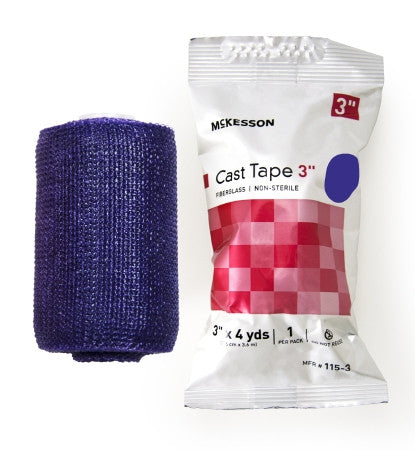 Cast Tape McKesson 4 Inch X 12 Foot Fiberglass Blue - 115-4B