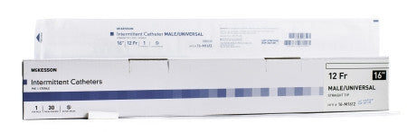 McKesson Male/Univ 16" Straight Tip Intermittent Catheters - 16-M16