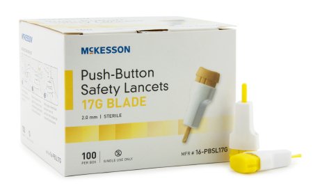 McKesson Push-Button Safety Lancets 17G Blade - 16-PBSL17G