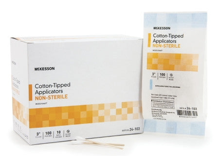 McKesson 3" Wood Shaft Cotton Tip Applicator (Swab-Sticks) - 24-103
