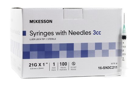 Substitute For McKesson Syringe w/ Detachable Hypodermic Needle w/o Safety