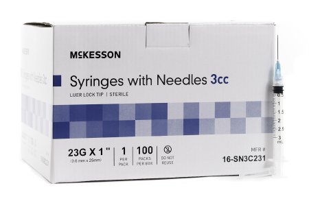 Substitute For McKesson Syringe w/ Detachable Hypodermic Needle w/o Safety 3mL 23G x 1" - 16-SN3C231
