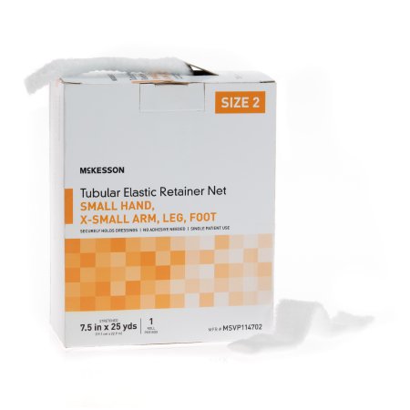 Elastic Net Retainer Dressing McKesson Tubular Elastic 7-1/2 Inch X 25 Yard (19.1 cm X 22.9 m) Size 2 White Small Hand / X-Small Arm / Leg / Foot NonS