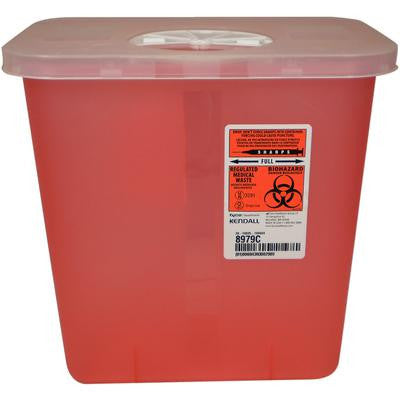 Sharps Container SharpSafety™ Red Base 6-3/4 H X 8-3/4 D Inch Vertical Entry 1.25 Gallon - 8950SA