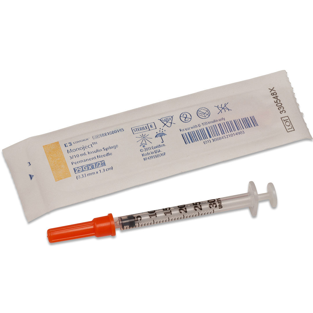 Monoject™ Standard Insulin U-100 Syringes  1mL 28G x 1/2" - 8881601101