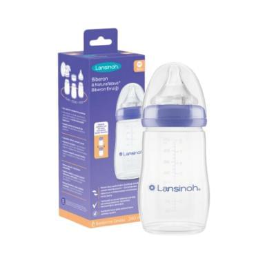 Lansinoh Natural Wave Baby Bottle 240ml - BPA Free, Anti-Colic, Breast Milk Storage
