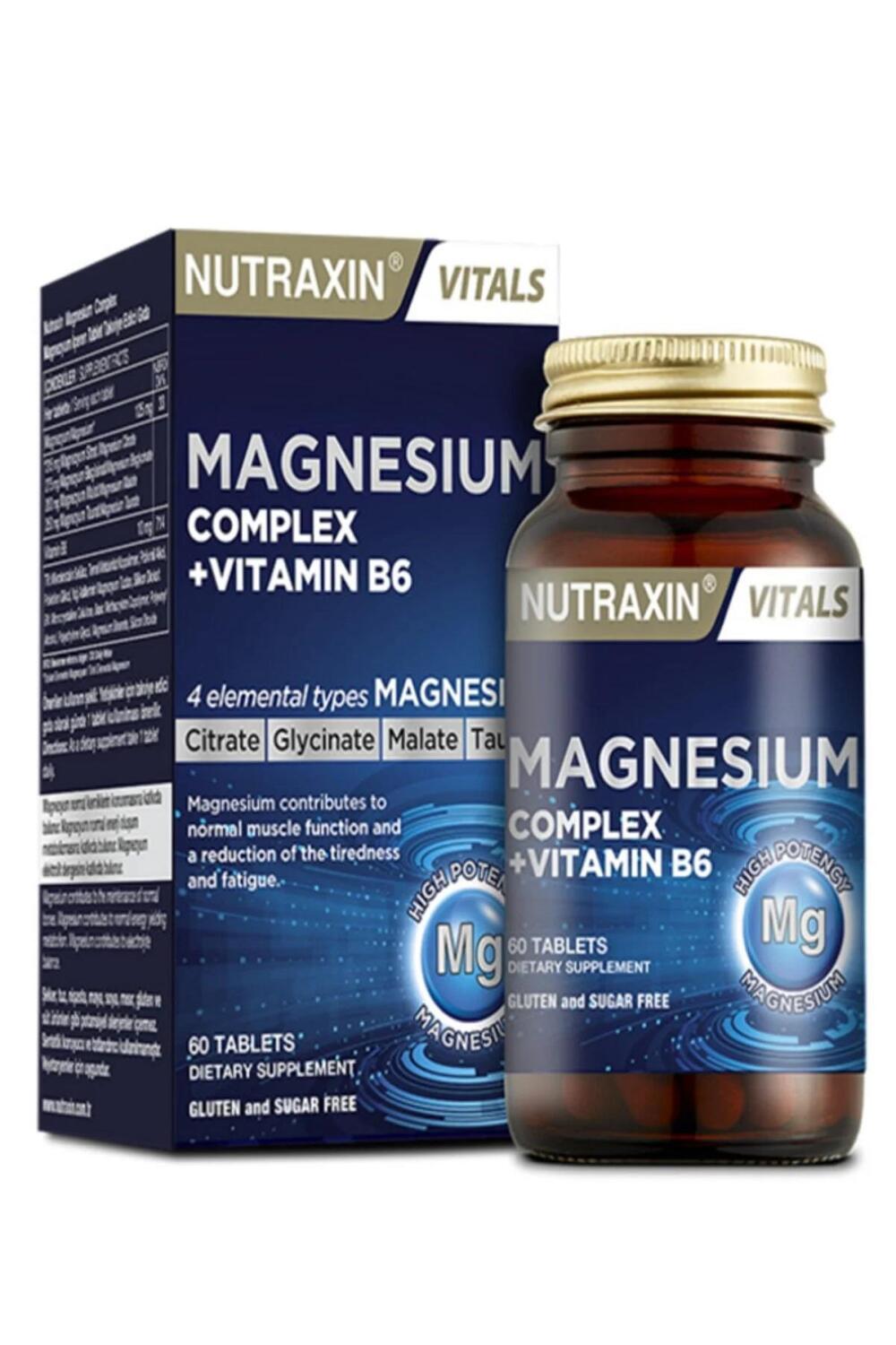 Nutraxin Magnesium Complex 60 Tablet - Comprehensive Magnesium Supplement with Vitamin B6