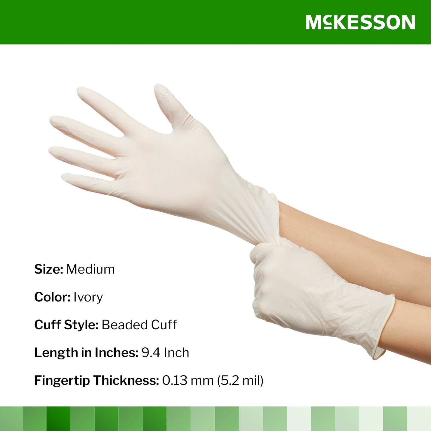 McKesson Confiderm® Latex Exam Glove, Medium, Ivory 14-1382