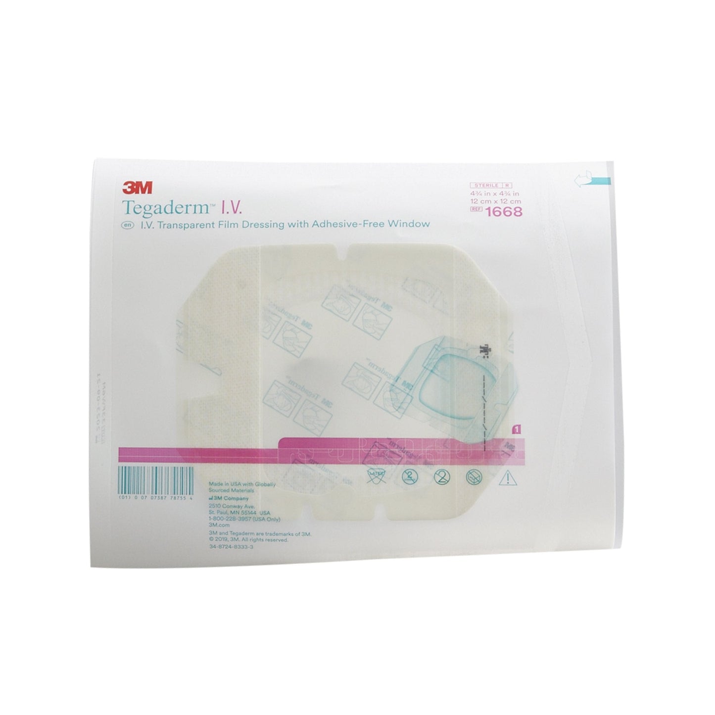 3M™ Tegaderm™ I.V. Transparent Film Dressing with Adhesive-Free Window, 4¾x 4¾ Inch 1668