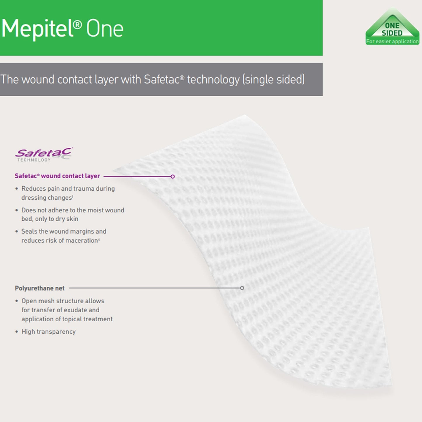 Mepitel® One Silicone Dressing, 3 x 4 Inch 289300