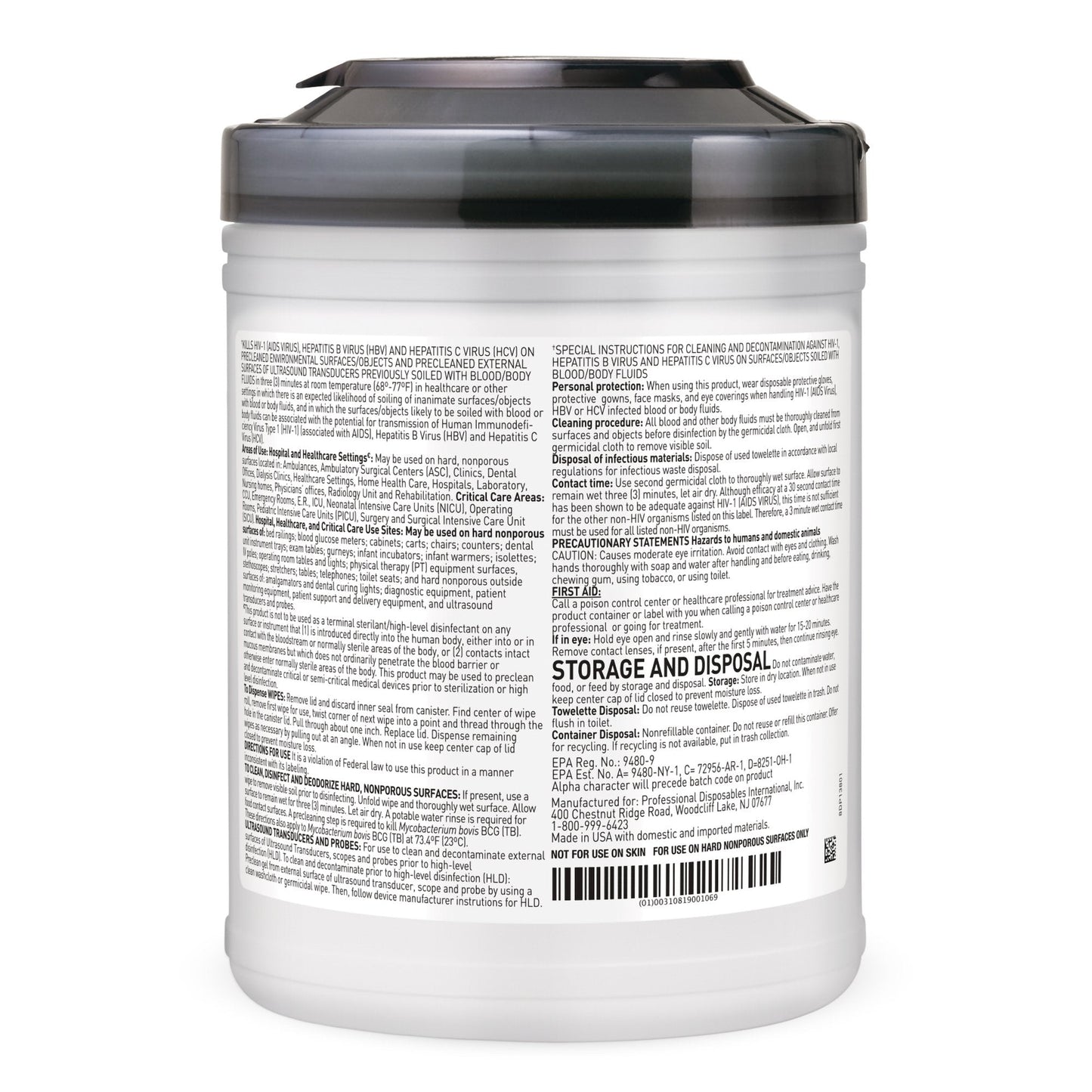 Sani-Cloth® AF3 Germicidal Large Disinfectant Wipes, Canister, 160 ct. P13872
