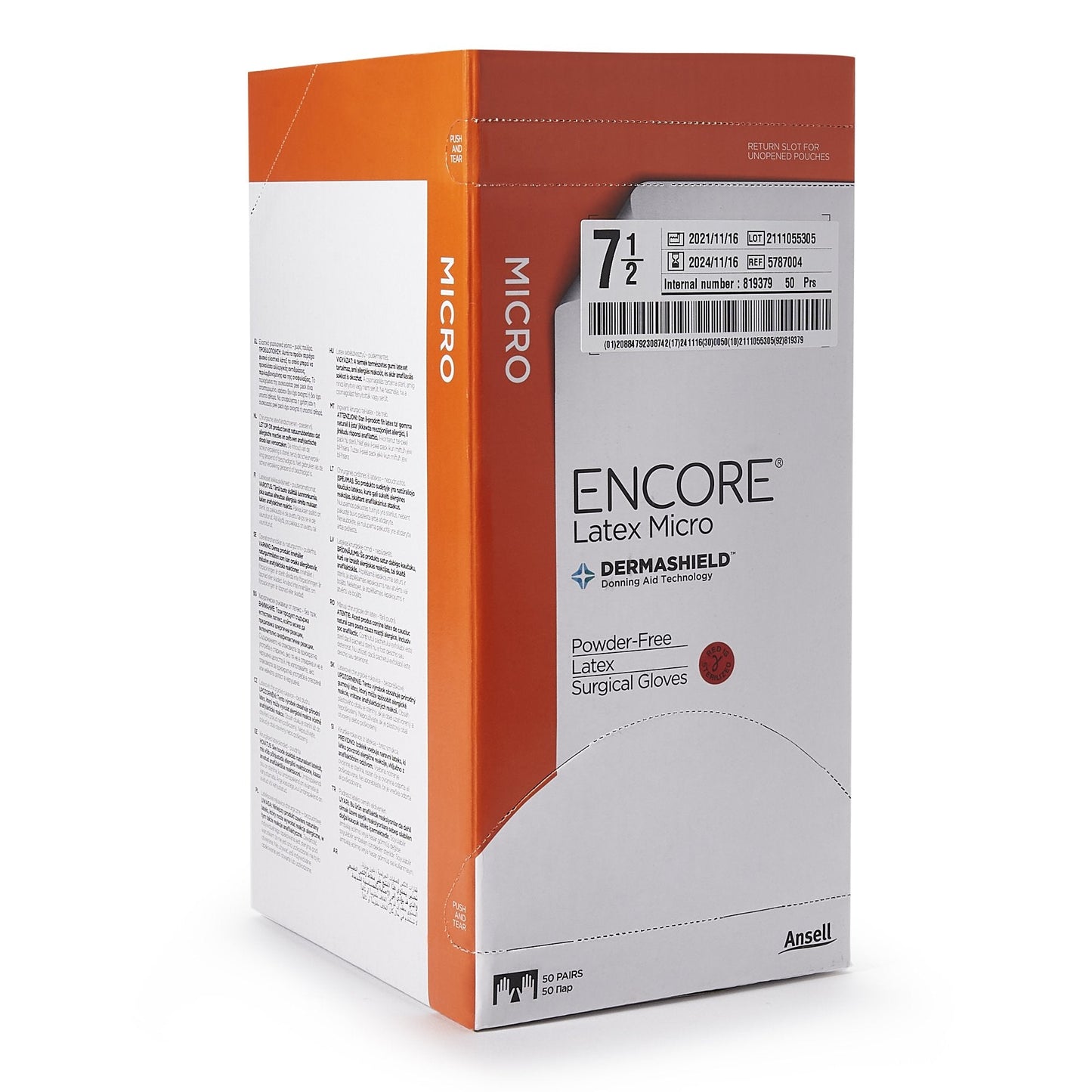 Encore® Latex Micro Surgical Glove, Size 7.5, Brown 5787004